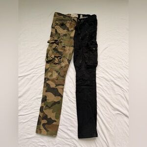 FWRD Denim Split Camo Black Cargo Jeans Youth 12 Distressed Streetwear
